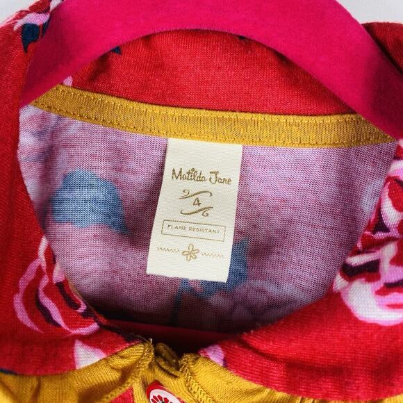 Matilda Jane Size 4 Floral Rose Sleepyhead Long Sleeve Nightgown Red - Picture 6 of 6